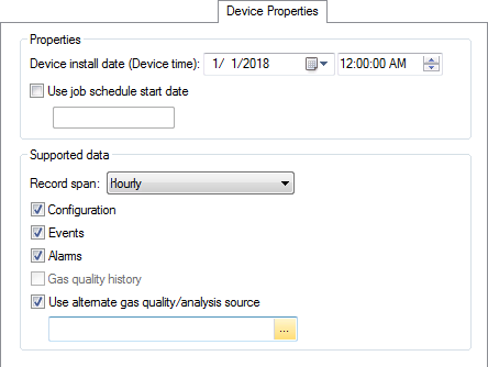 FMS Gas Meter Node Properties