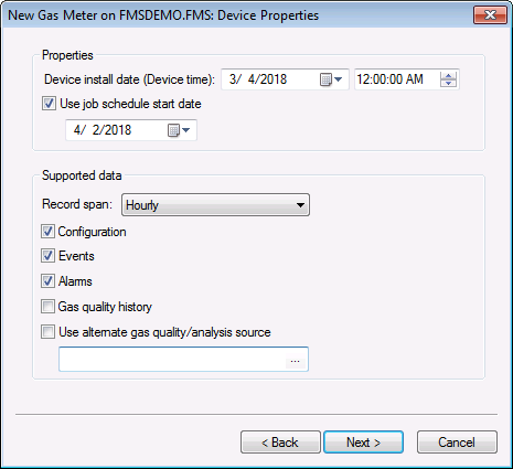 FMS Gas Meter Node Creation