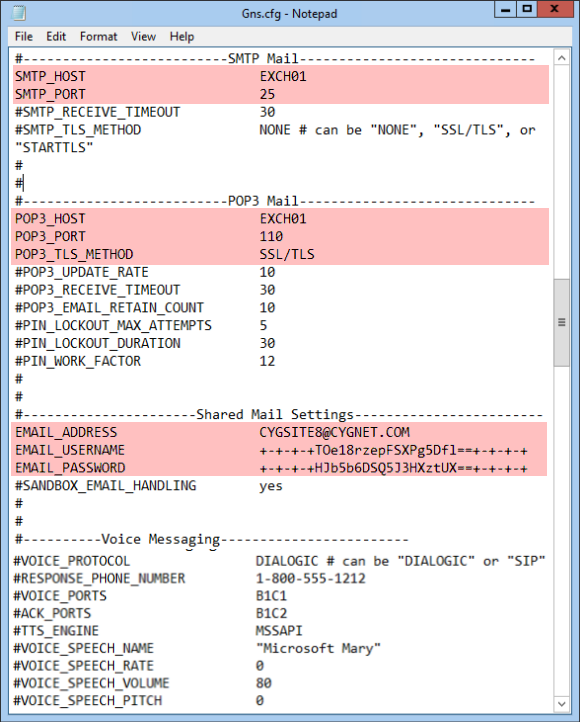 GNS configuration file settings