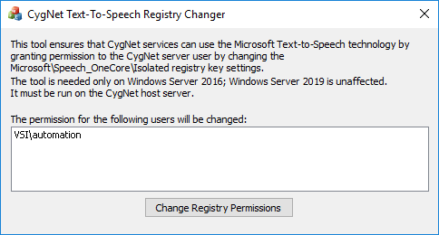 CygNet Text-to-Speech Registry Changer