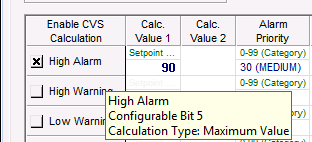 High Alarm example
