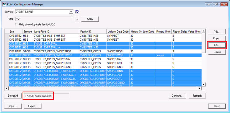 Point Configuration Manager Edit