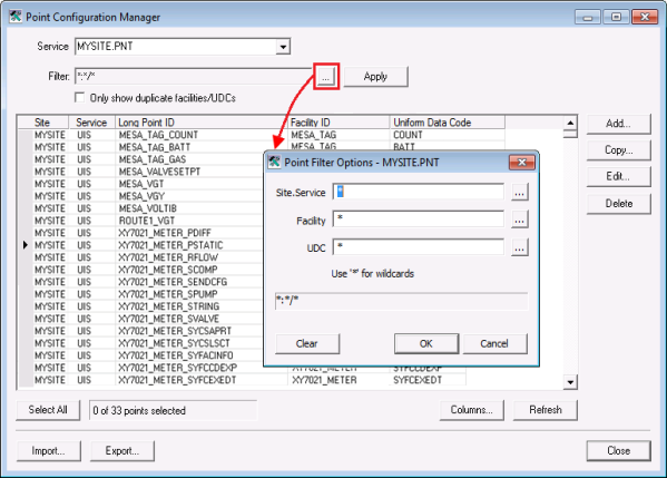 Point Filter Options