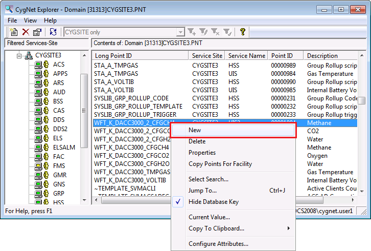 Point Context Menu