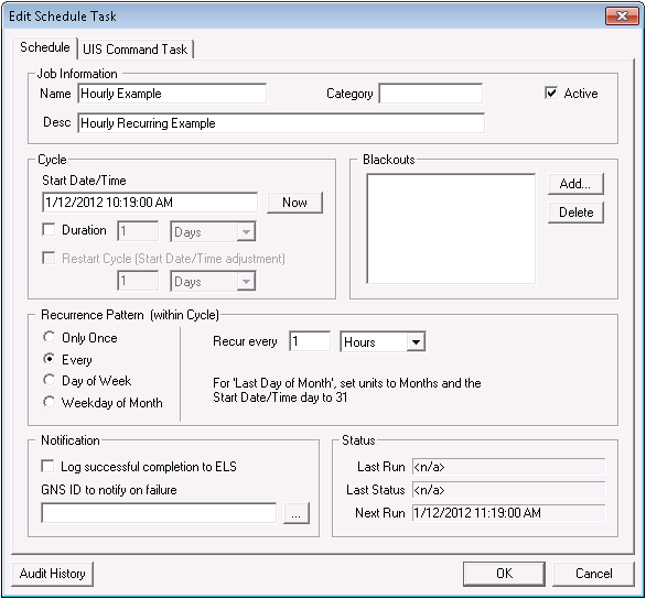 Schedule Example - Hourly