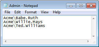 Sample Admin.sec file