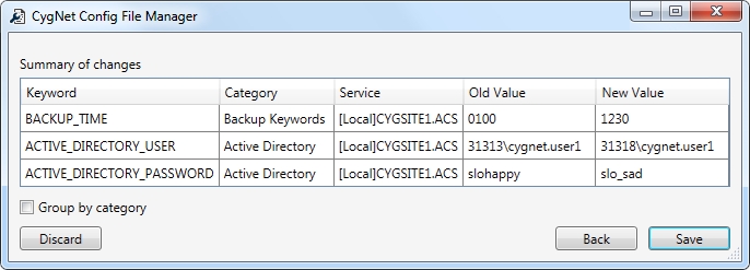 Change summary page