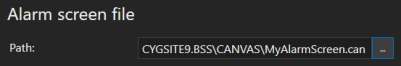 Alarm screen file path