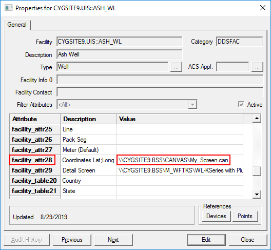 Facility Attribute configuration