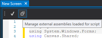Manage external assemblies button