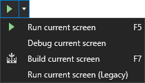 Run drop-down menu