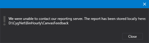 Unable to contact reporting server warning