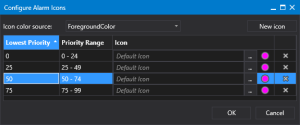 Sample Configure Alarm Icons dialog box