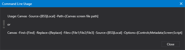 Command-line help for Canvas