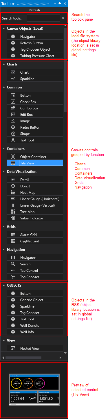 Toolbox pane