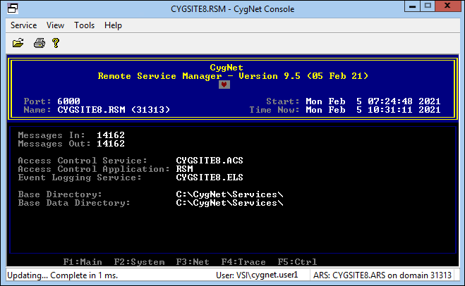 Sample CygNet Console
