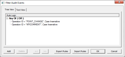 Filter Audit Events dialog box