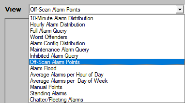 Alarm Ad-Hoc Query List Choices