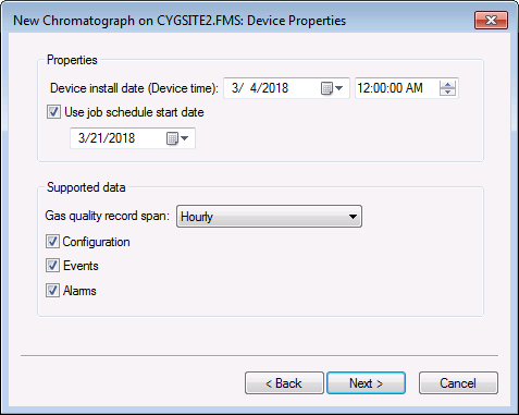 FMS Chromatograph Node Creation