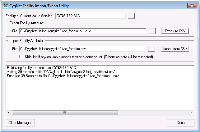 Facility Import/Export Utility