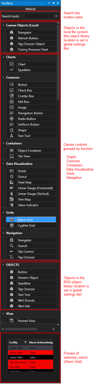 Toolbox pane