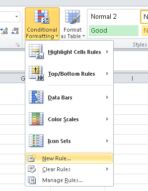 Excel conditional formatting