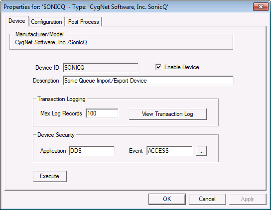 Sonic Queue EIE - Configuring General Device Properties