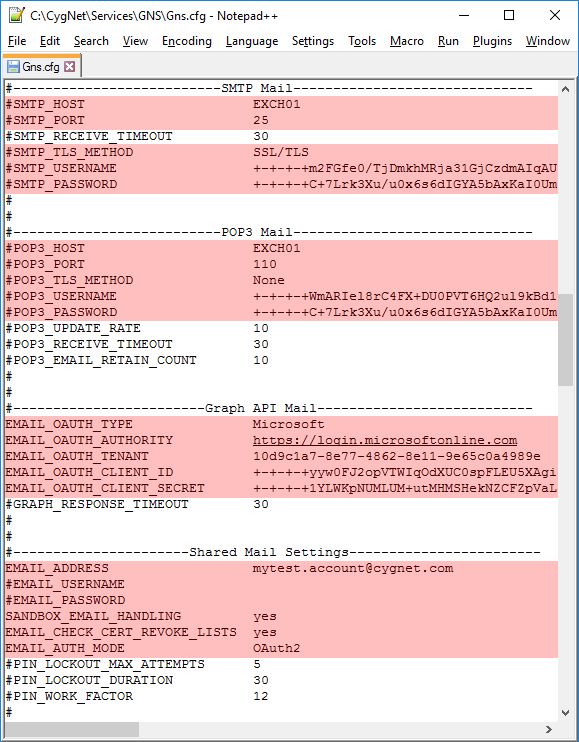 GNS configuration file settings GNS configuration file settings