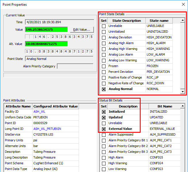 Normal Point State with Multiple Status Bits Set Normal Point State with Multiple Status Bits Set