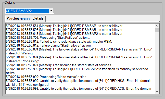 Redundancy Dashboard - Details Screen Redundancy Dashboard - Details Screen