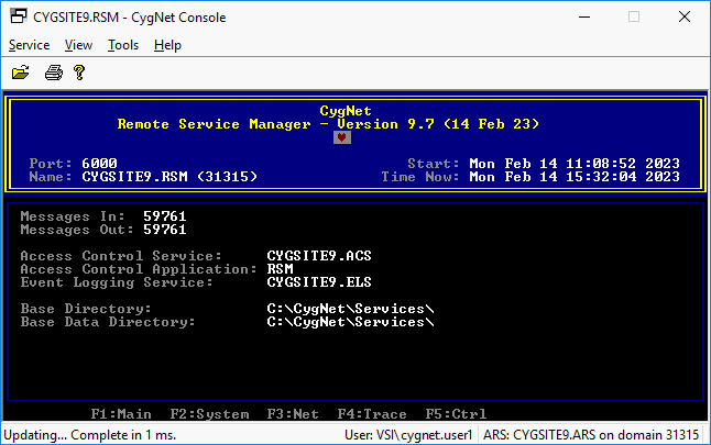 Sample CygNet Console