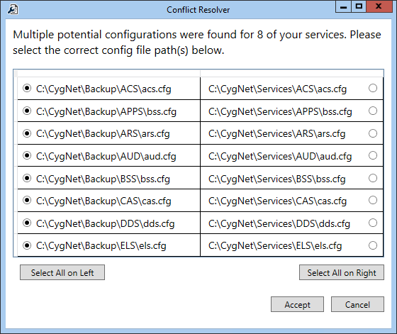 Conflict Resolver dialog box Conflict Resolver dialog box