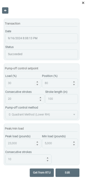 Dynagraph context menu - Pumpoff Configuration