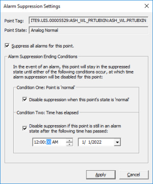 Configure alarm suppression ending conditions