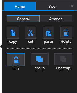 Settings pane, Home tab, General settings