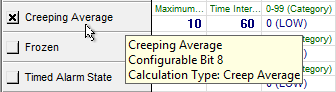 Alarm Calculation Configuration - Creeping Average