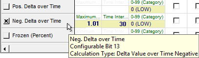 Alarm Calculation Configuration - Delta Value Over Time Negative