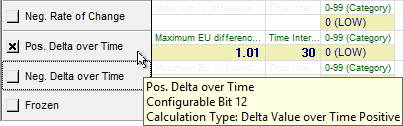 Alarm Calculation Configuration - Delta Value Over Time Positive