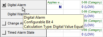 Alarm Calculation Configuration - Digital Value Equal