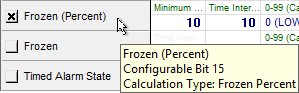 Alarm Calculation Configuration - Frozen Percent