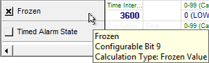 Alarm Calculation Configuration - Frozen Value