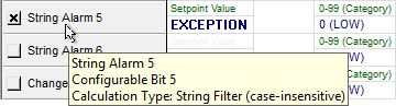 Alarm Calculation Configuration - String Filter (case-insensitive)