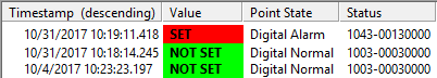 Alarm Calculation Results - Digital Value Equal