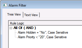 Alarm Filter Dialog Box