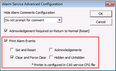 Print Alarm Event