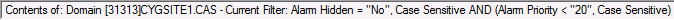 Alarm Filter Dialog Box Contents of