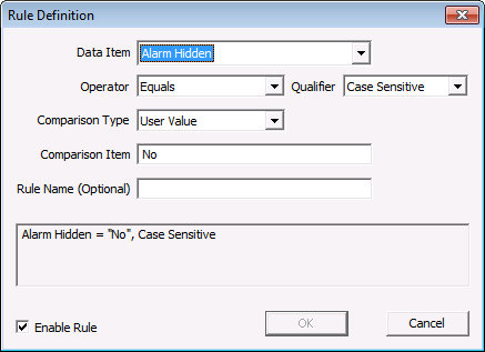 Rule Definition Dialog Box