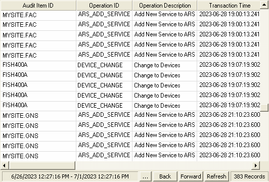 Event Summary Control - Audit Records