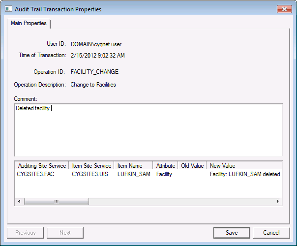 Audit Trail Transaction Properties — with comment