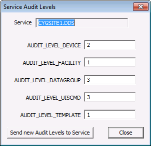 Service Audit Levels Dialog Box